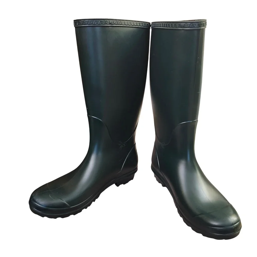 UGG Shelby Matte Tall Hunter‎ Green Rain Boots Women's Sz 7 shearling insoles
